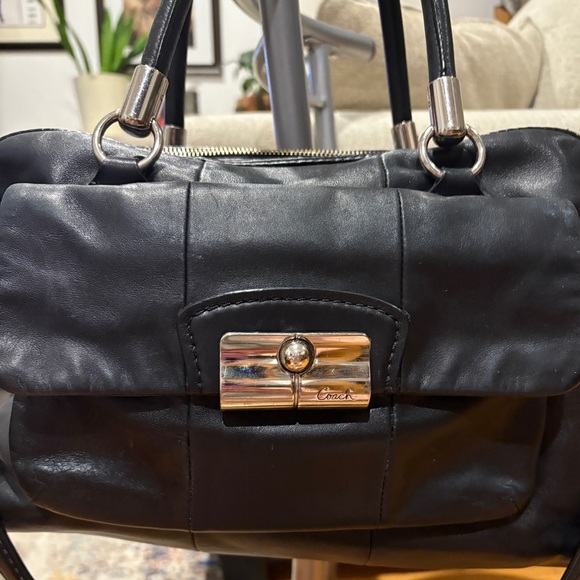 Coach Kristin Double Zip Black Leather Satchel with Detachable Shoulder Strap - Picture 3 of 17